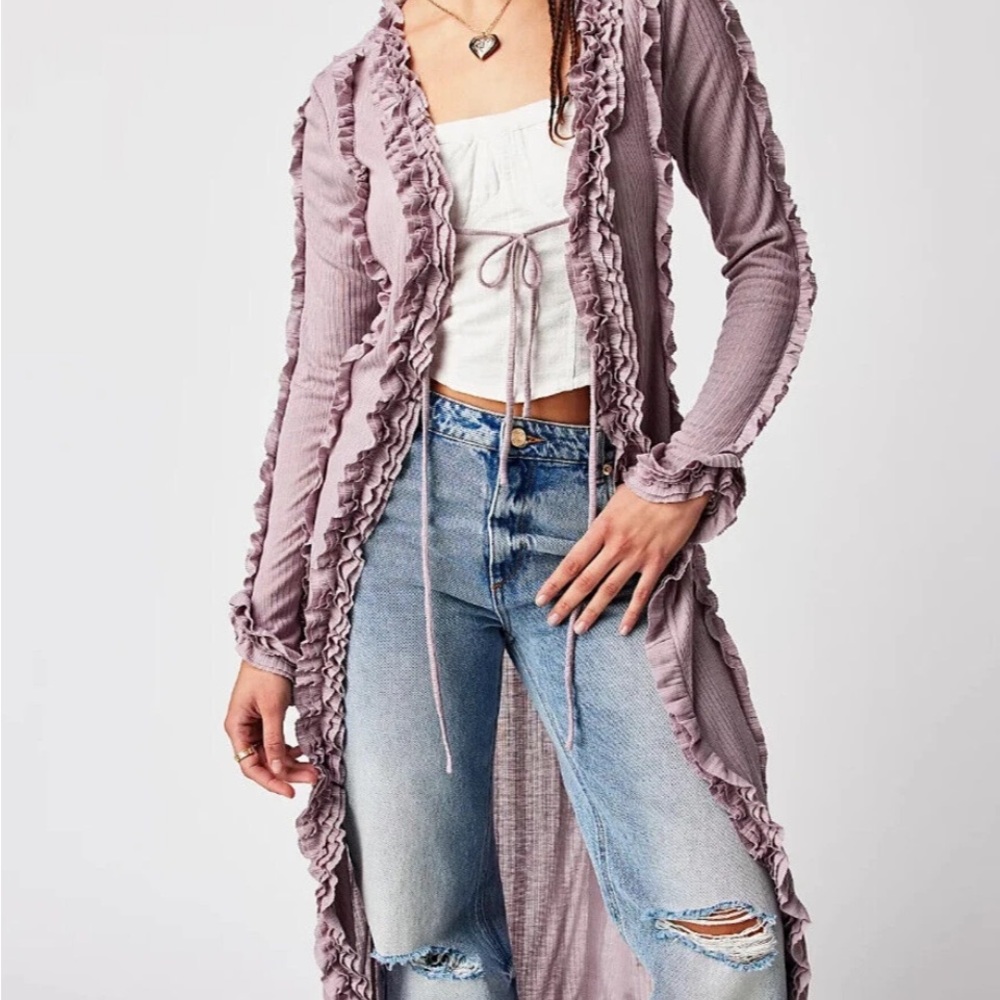 Free people get it girl lavender maxi top cardigan